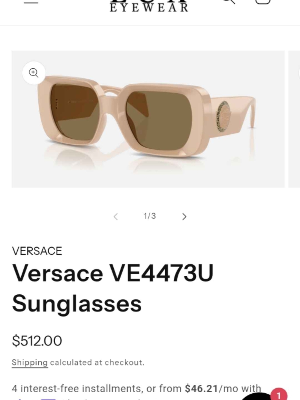 Versace Women's Beige Square Frame Sunglasses with Dark Lenses - Picture 6 of 8